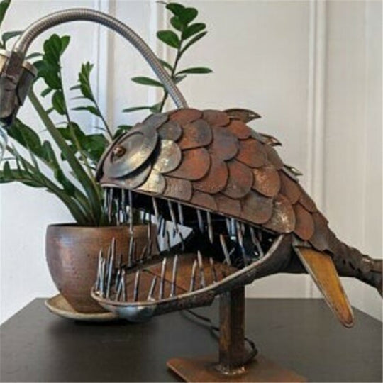 Artistic Angler Fish Night Light - Flexible Lamp Head Table Lamps For Cafe Bar Home Art Retro Usb