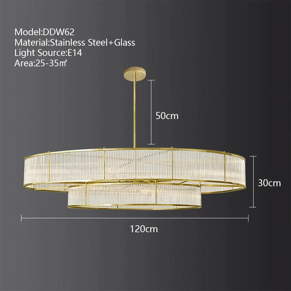 American Loft Led Rectangle Luxury Hanging Lights - Stainless Steel And Glass Fixture For Various