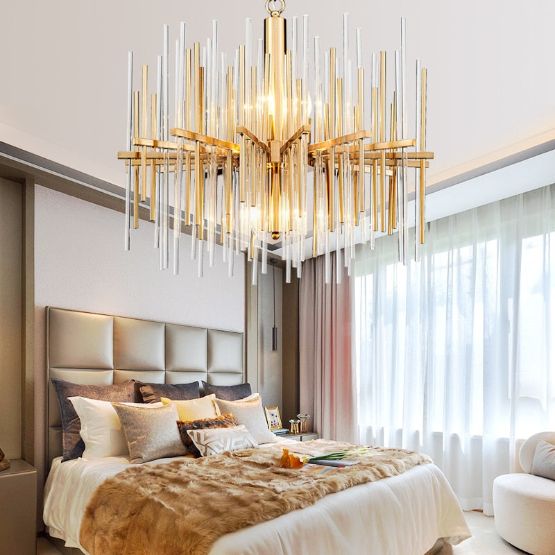 Ceiling Chandelier Lustre/Lampara Techo Led/Home Decor Decoration Mansion /Gold Crystal Chandeliers