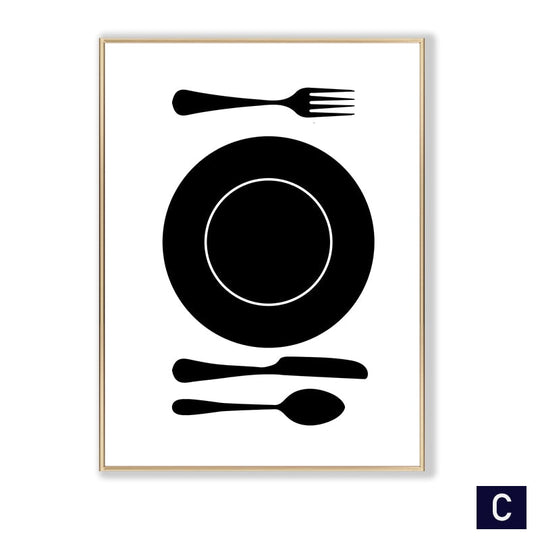 Black White Canvas Painting Nordic Kitchen Quotes Wall Posters Art Prints Pictures For Dining Room