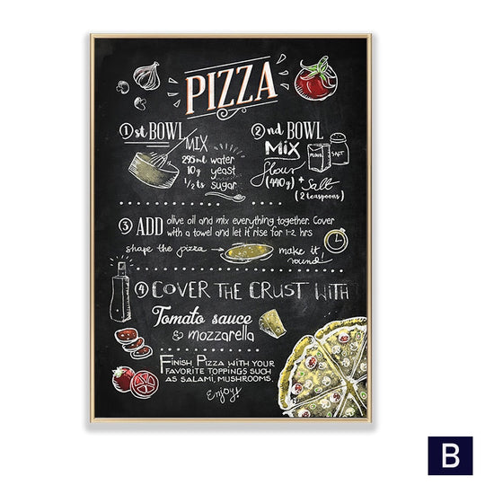 Black White Canvas Painting Nordic Kitchen Quotes Wall Posters Art Prints Pictures For Dining Room