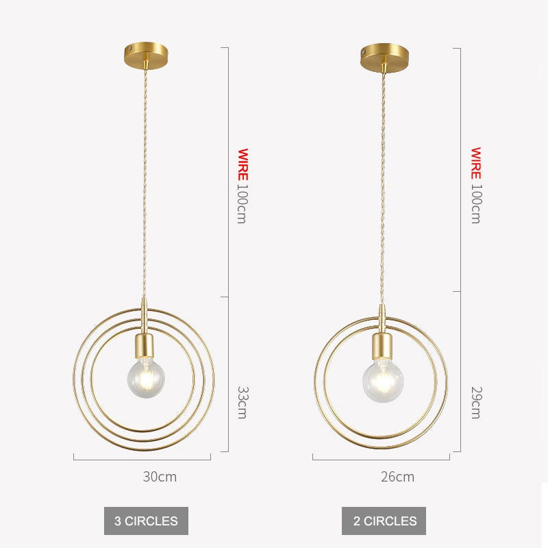 Led Pendant Lights: Golden E27 Hanging Lamp For Living Room Decoration And Kitchen Lighting Light
