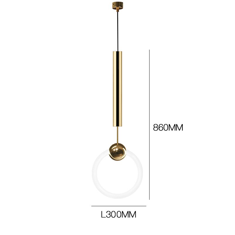 Post - Modern Creative Lustre Gold Circle Ring Pendant Lights Restaurant Art Decor Sofa Living Room