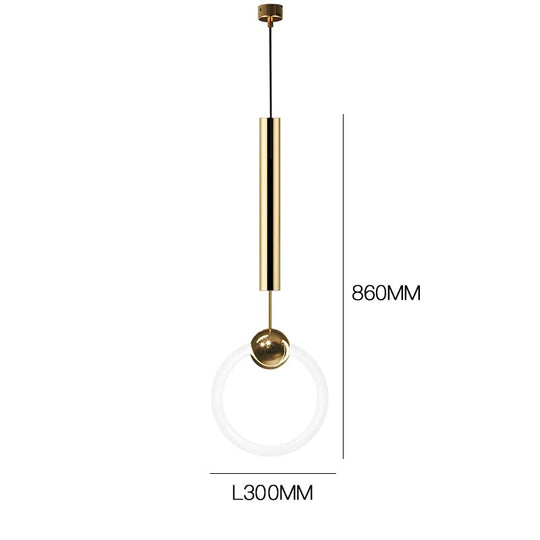 Post - Modern Creative Lustre Gold Circle Ring Pendant Lights Restaurant Art Decor Sofa Living Room