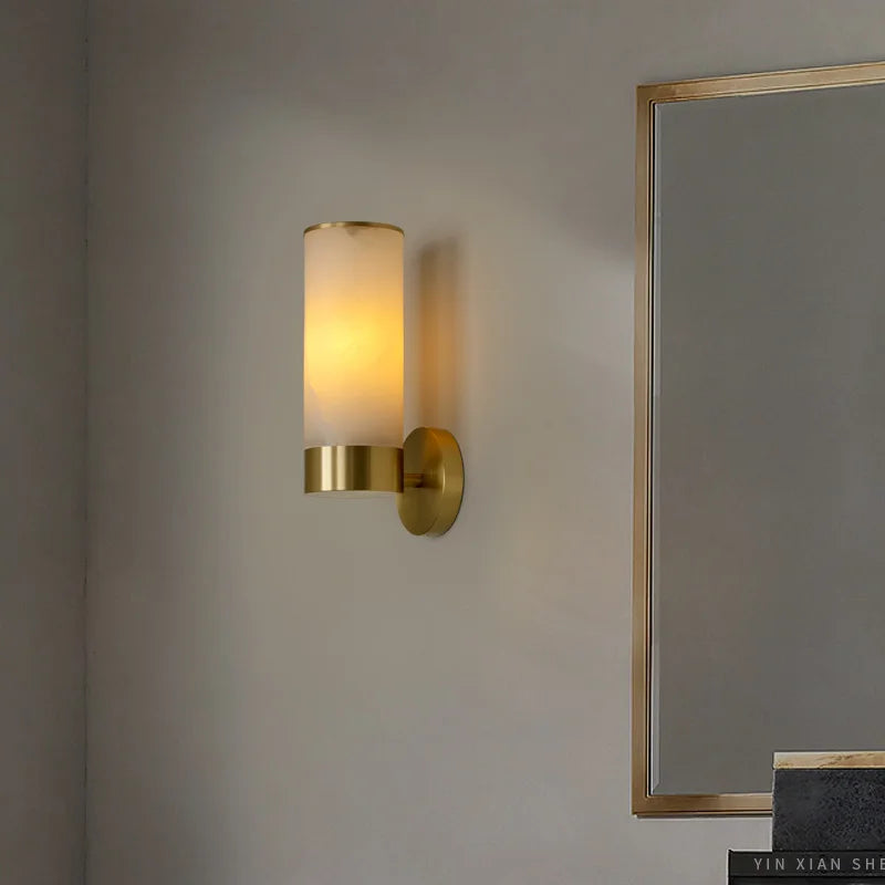 Amelia’s Modern Copper & Marble Wall Sconce For Chic Living Room Lighting Lamp