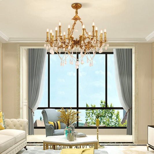 Belmond - French Hotel Lobby Luxury European - Style Full Copper Led Crystal Chandelier Chandelier