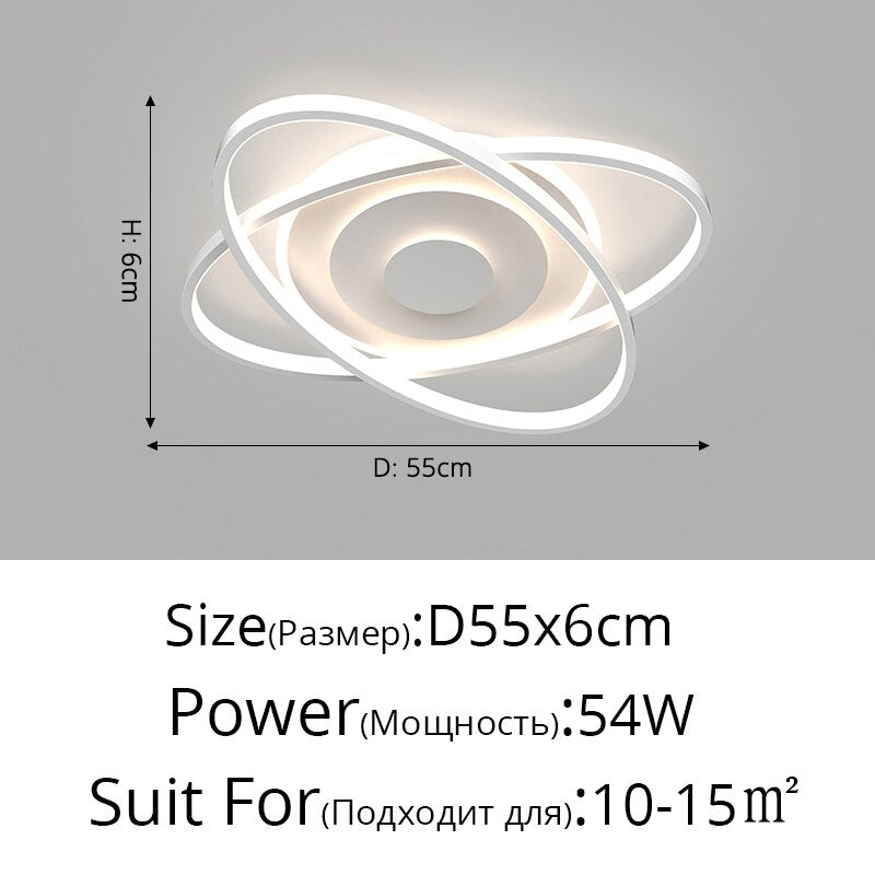 Nordic Modern Minimalist Bedroom Chandeliers White Black Led Ring Lamp Style Living Room Lights