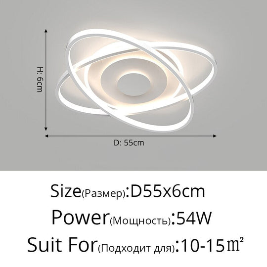 Nordic Modern Minimalist Bedroom Chandeliers White Black Led Ring Lamp Style Living Room Lights
