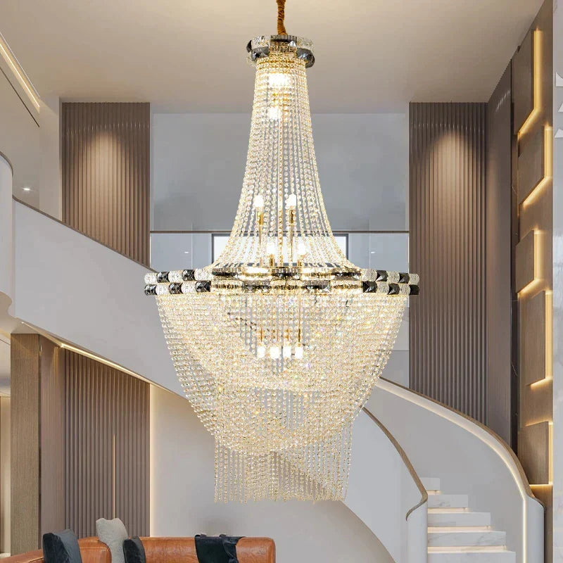 European Style Led Pendant Light - A Luxurious Crystal Chandelier For Living Room Hotel Lobby And
