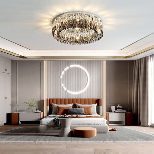 Luxury Square Crystal Led Ceiling Lights - Modern Dimmable Lamps For Elegant Living Room Decor &