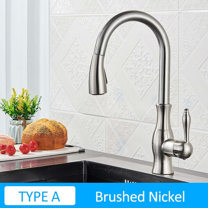 Black Kitchen Faucets Pull Out Sink Mixer Tap Single Lever Water Crane For 360 Rotation Type A -