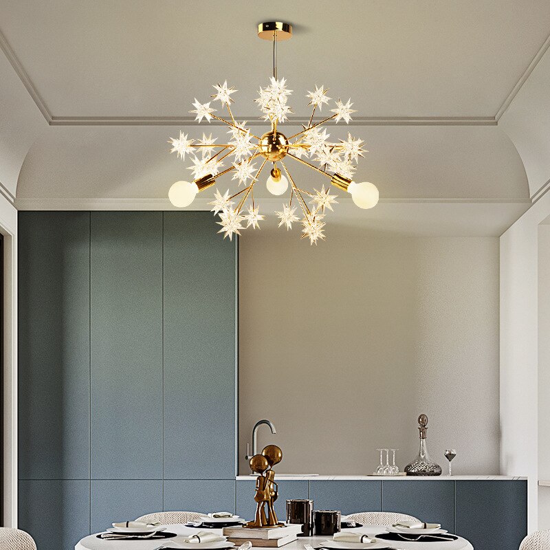 Postmodern Simple Atmosphere Led Star Lamp Gold Pendant Lights Lustre Pendente Corridor Porch