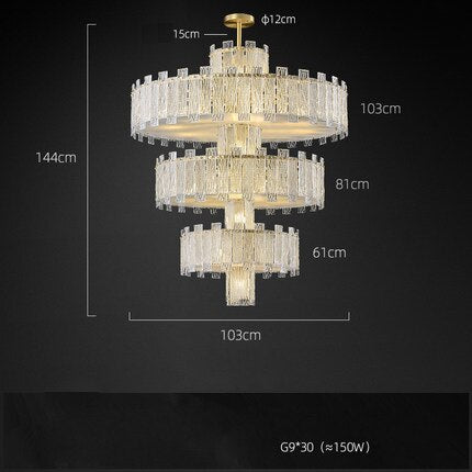 1 - 3 Layer G9 Led Retro Golden Copper Chandelier Lighting Fixtures Hanging Lapmps Lustre