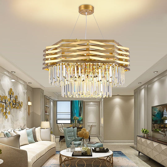 Modern Crystal Chandeliers / Gold Luxury Ceiling Chandelier Fixture For Living Room Hotel Hall