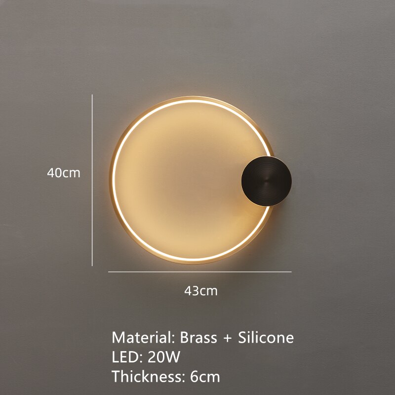 Nordic Art Circle Background Led Wall Lamp Romantic Home Round Ring Decor Livingroom Bedroom Aisle