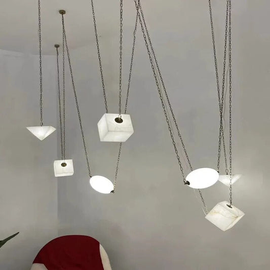 Geometry Art Marble Design Trendy Led Ceiling Hanging Lamps Chandelier Lumunaire Indoor Lighting