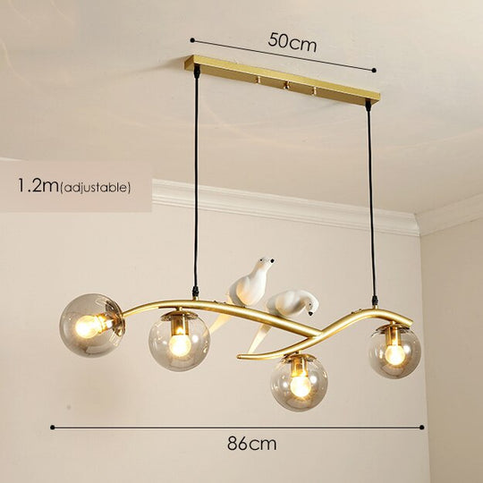 Nordic Modern Bird Pendant Lights White Glass Ball F Type - Gold / Cold White Lighting