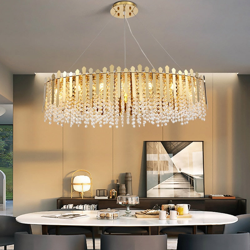 Luxury Dimmable Led Ceiling Chandeliers - Glass Gold Hanging Lamps With Remote Control For Home