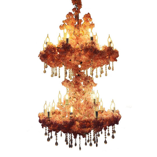 Simulation Fiower Big Pendant Light Theme Restaurant Hot Pot Hotel Lobby Peach Blossom Plant