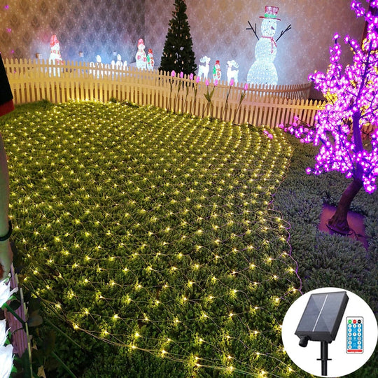 Curtain Light Led Fairy String Net Mesh Christmas 3X2M Eu/Us/Solar Party Wedding New Year Garland