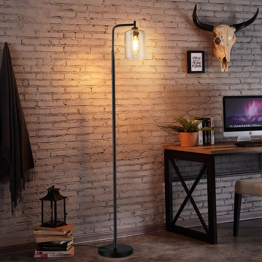 Nordic Vertical Metal Led Floor Lamp Glass Shade Brass Pole Arc Tall Lighting For Living Room