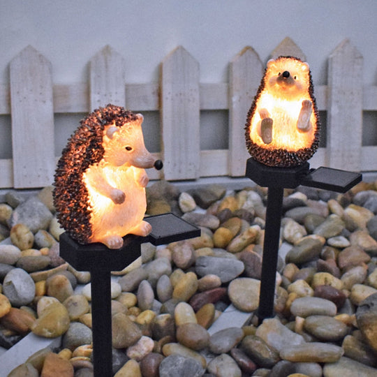Solar Garden Lawn Light Hedgehog Resin Ground Lamp Waterproof Outdoor Courtyard Landscape Spotlight