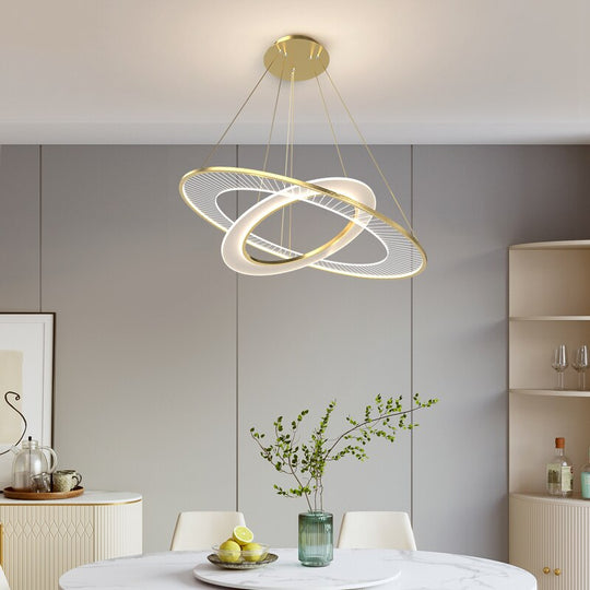Nordic Living Room Led Gold/Black Pendant Lights Modern Minimalist Duplex Villa Staircase Hall