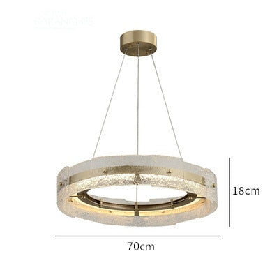 Modern Luxury Wave Clear Glass Led Pendant Light Gold Ring Chandelier Home Decor Living Room