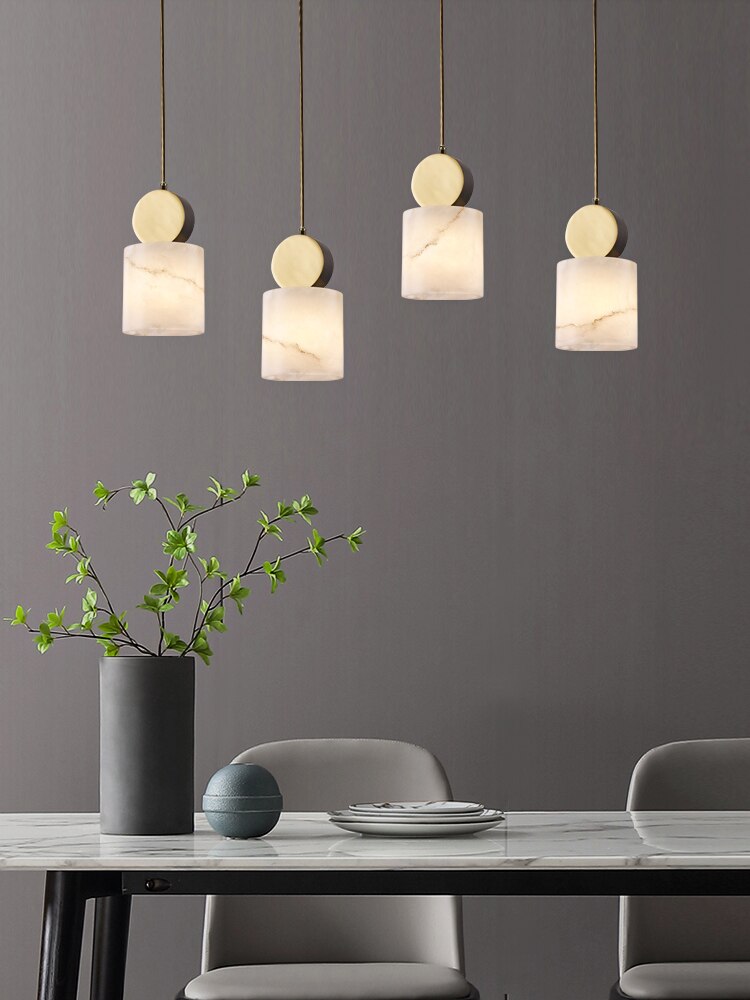 Nordic Luxury Marble Light Copper Hanging Lamp Simple Classical Decor Bedroom Bedside Living Room