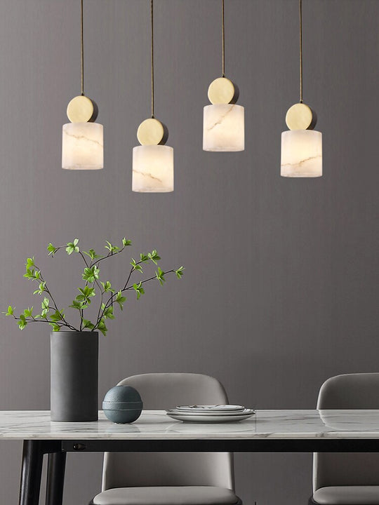 Nordic Luxury Marble Light Copper Hanging Lamp Simple Classical Decor Bedroom Bedside Living Room