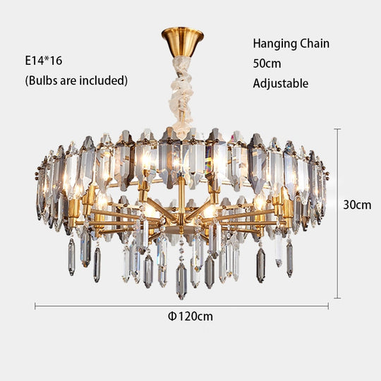 Modern Dimmable Led Chandeliers - Black Gray Crystal Lustres For Bedroom Decor & Ceiling Home