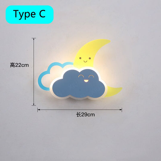 Hot Air Balloon Cloud Wall Light Creative Children Lamp For Bedroom Bedside Lighting Led Indoor