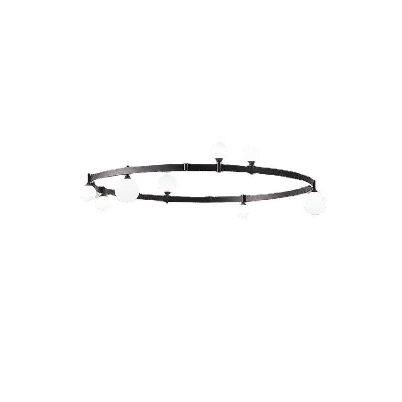 New Style Parlor Chandelier Black Ring White Glass Wire Adjustable Dining Room Bedroom Minimalist