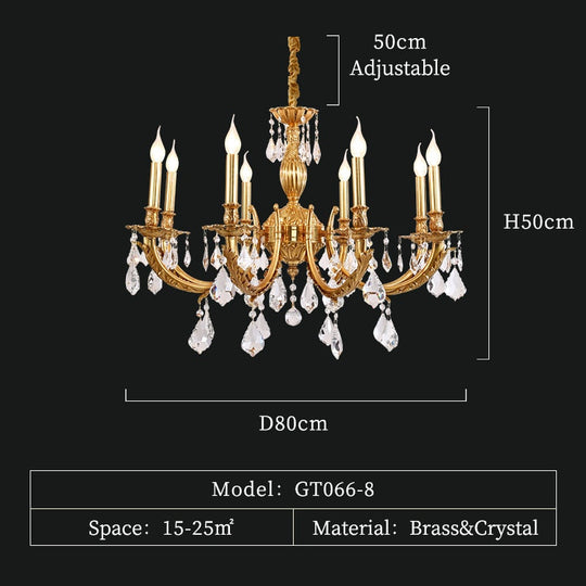 European Style Brass Chandelier High Standard In Quality Lamps With Crystals Hanging Pendant Light