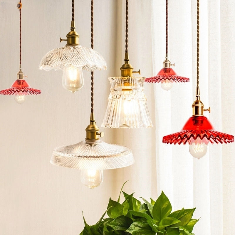 Nordic Modern Led Hanging Lights Fixtures Glass Lampshade Copper Socket Home Indoor Decor Japan