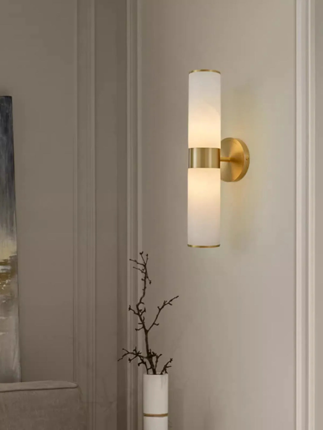 Amelia’s Modern Copper & Marble Wall Sconce For Chic Living Room Lighting Lamp