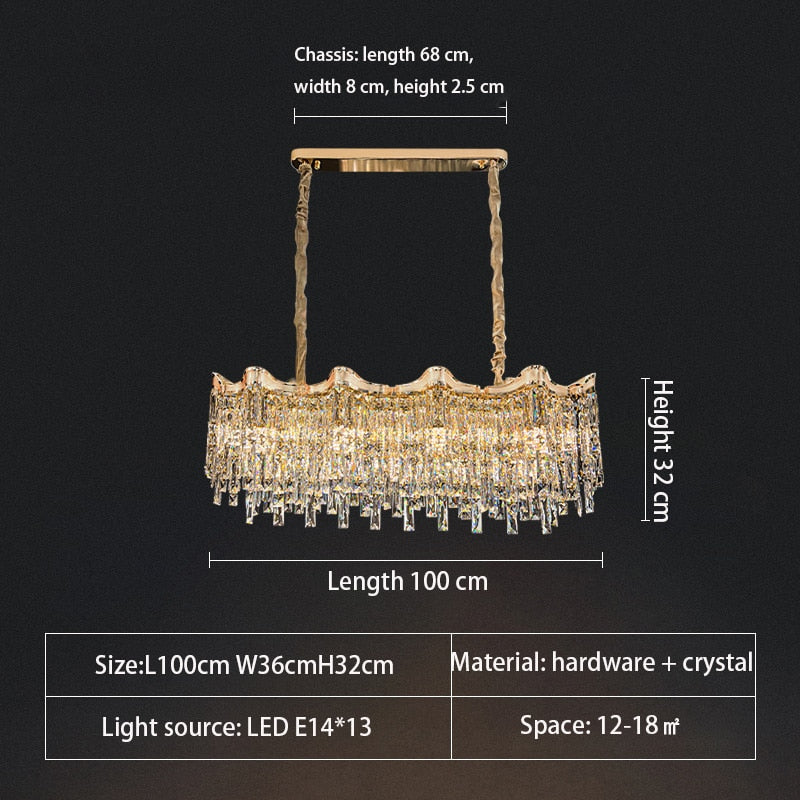 Light Luxury Crystal Lamp Livingroom Chandelier Personality Atmosphere New Hall Living And Dining