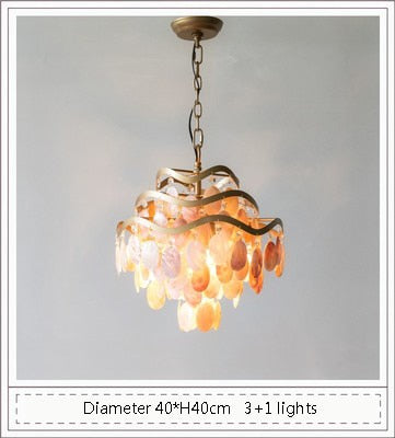 Ac90 - 260V White Capiz Pendant Lamp Seashell Chandeliers Bedroom Metal Fun Shell Light Fixtures
