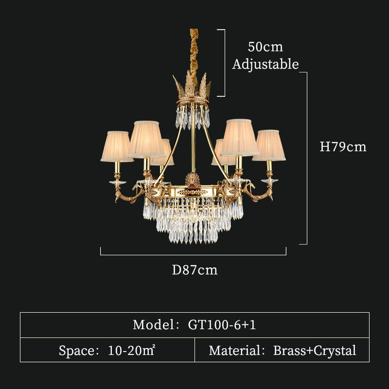 Palais - French Palace Decorative Lighting Living Room Pendant Crystal Lamp 7Lights D87 H79Cm
