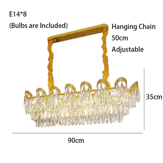 Dimmable Lights Led Ceiling Chandelier New Lustres Luxury Gold Hanging Lamps Crystal Home Decor