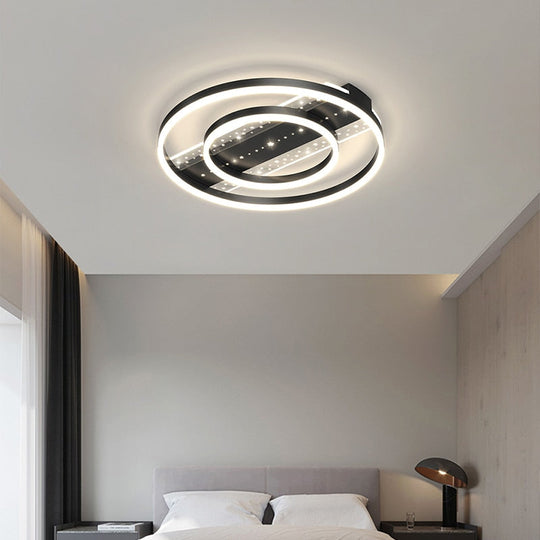 Master Bedroom Chandelier Gold/Black Creative Personality Romantic Led Ceiling Lights Round Simple