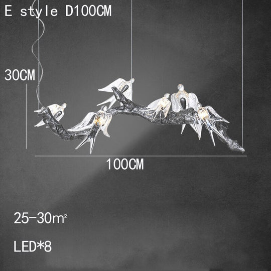 Branches Copper Chandelier Lustre Hanging Lamps For Ceiling Modern Suspension Bird Crystal