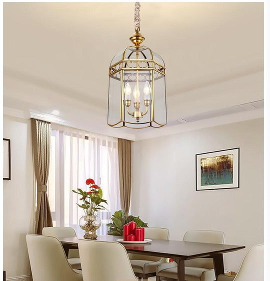 Modern Copper Pendant Lights D26Cm Brass Lamp 3Lights Vintage 100% Glass Ac110V/260V Shade Light