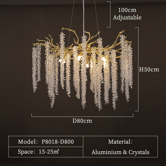 Luxury Handmade Crystal Chandelier With Branch Art Design - Perfect For Living Rooms Villas Halls