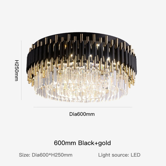 Modern Luxury Black + Gold Chandelier Lighting Large Round Crystal Lamps Living Room Bedroom Led