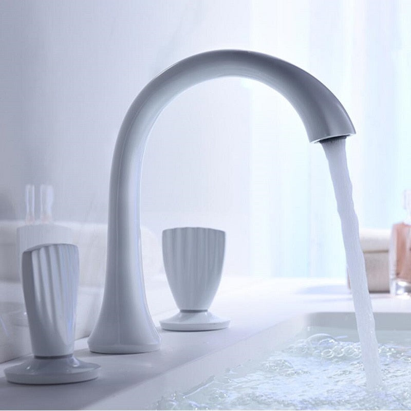 Bathroom Basin Brass Faucet Rose Gold Double Handle Tap Luxury Basin Mixer Hot And Cold Shower Room
