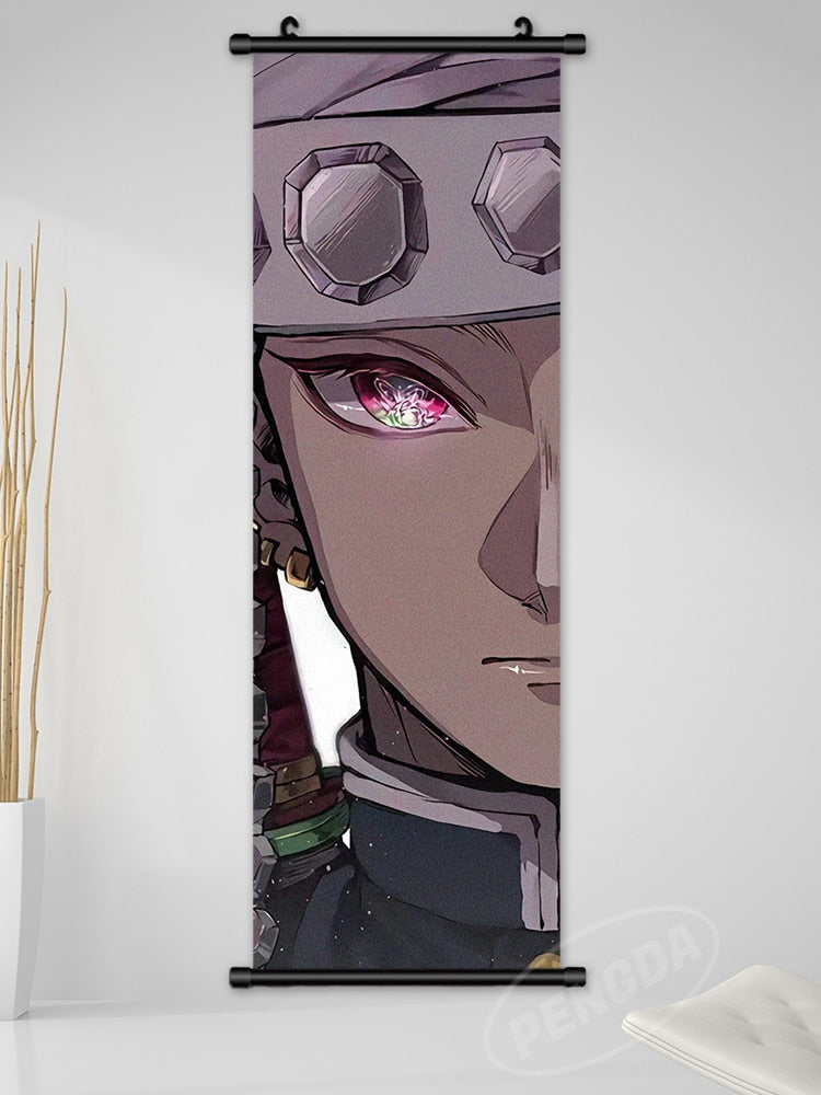Demon Slayer Anime Scroll Art - Rengoku Kyoujurou Canvas Poster For Home Decor 25X75Cm / Navy Blue