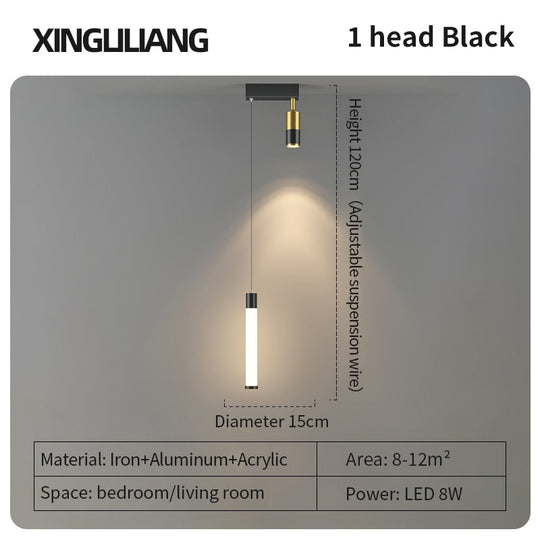 Bedside Chandelier Background Wall Home Decoration Bedroom Golden Pendant Light With Spotlight 1B