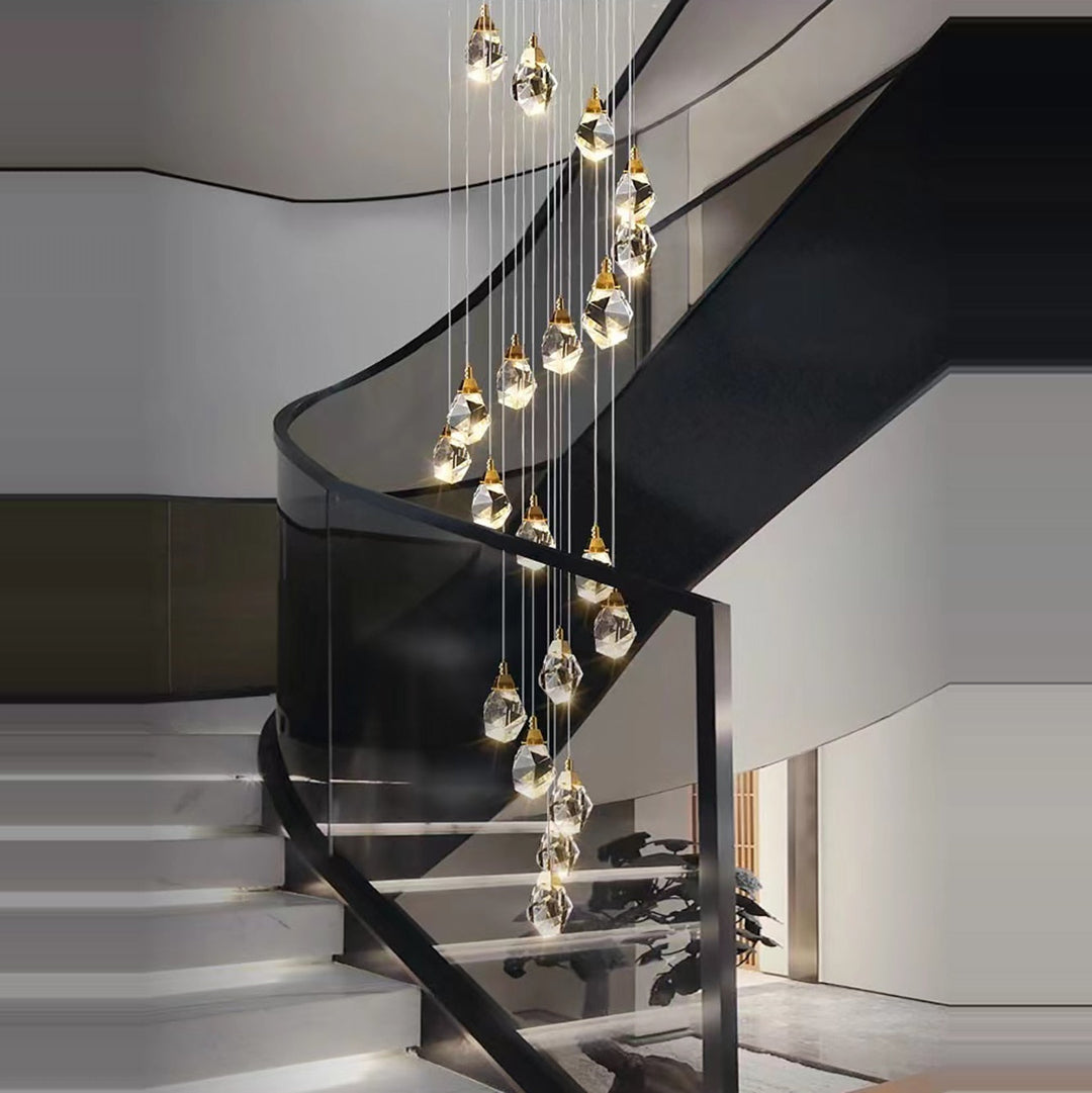 Chandelier Lighting Modern Luxury Led Crystal Fixtures Round Glass Ball Ceiling Light Long