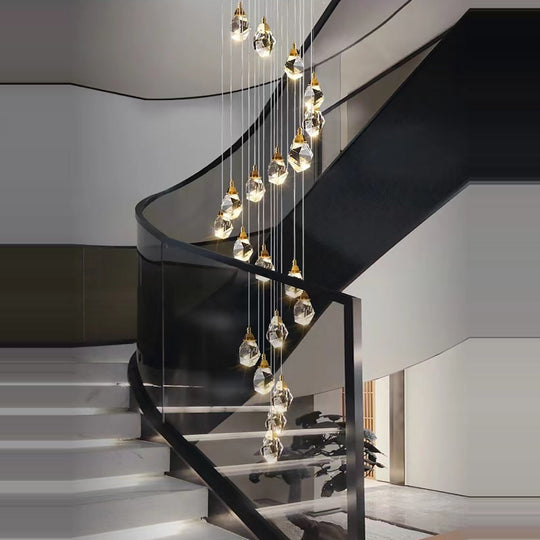 Chandelier Lighting Modern Luxury Led Crystal Fixtures Round Glass Ball Ceiling Light Long